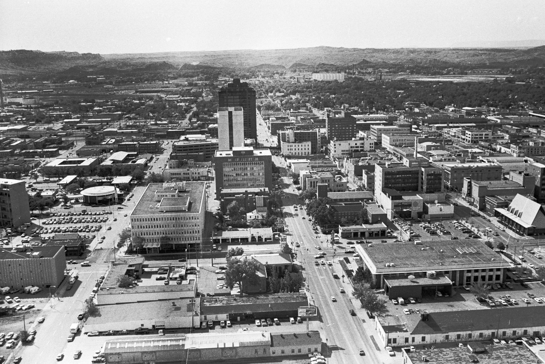 Aerial of downtown Billings, June 1983